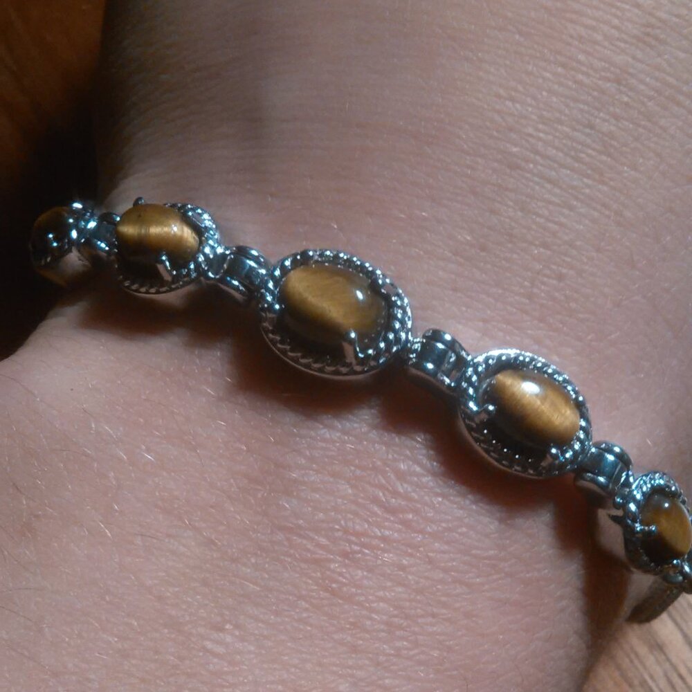 Tiger's Eye Stainless Steel Boho Bracelet